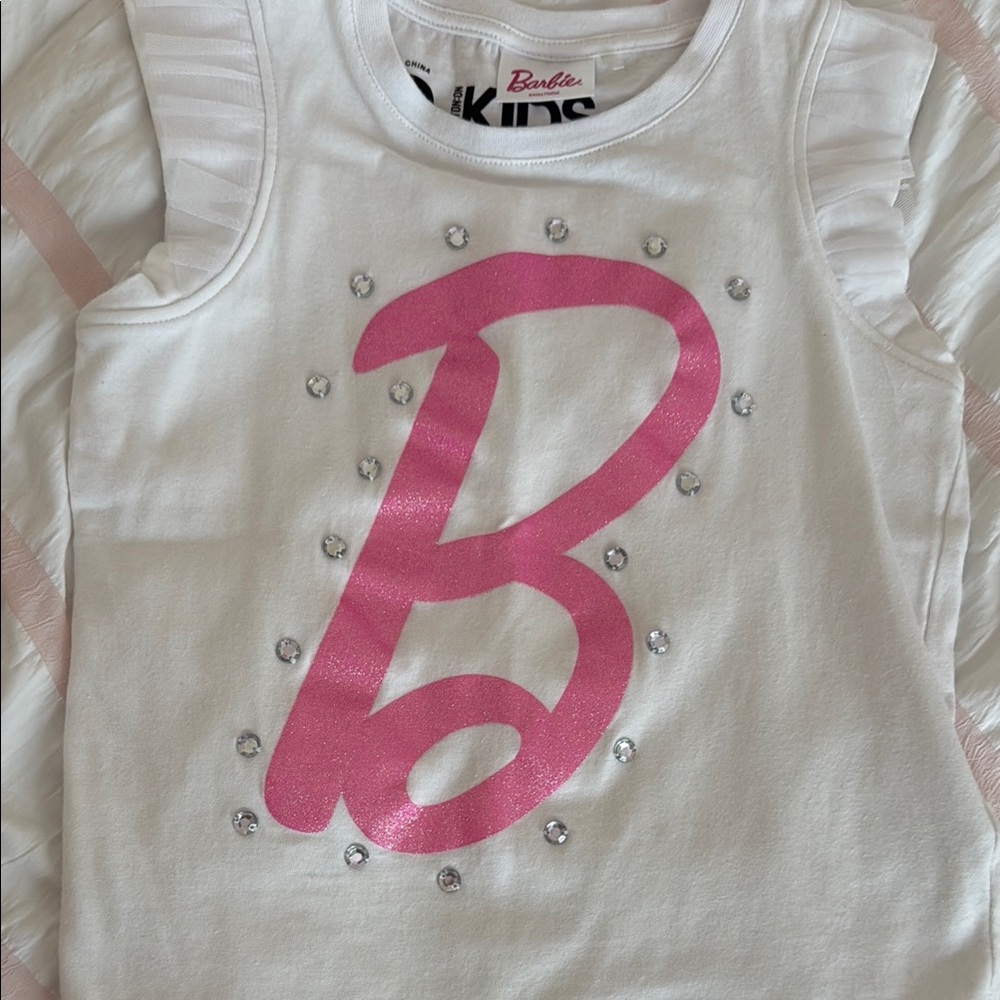 Barbie White and Pink Kids Top